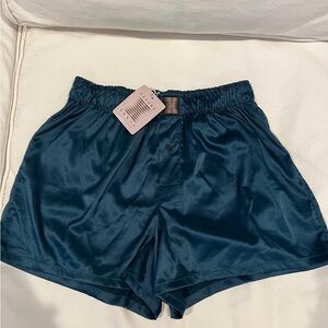 Savage X Fenty Teal Satin Athletic Shorts